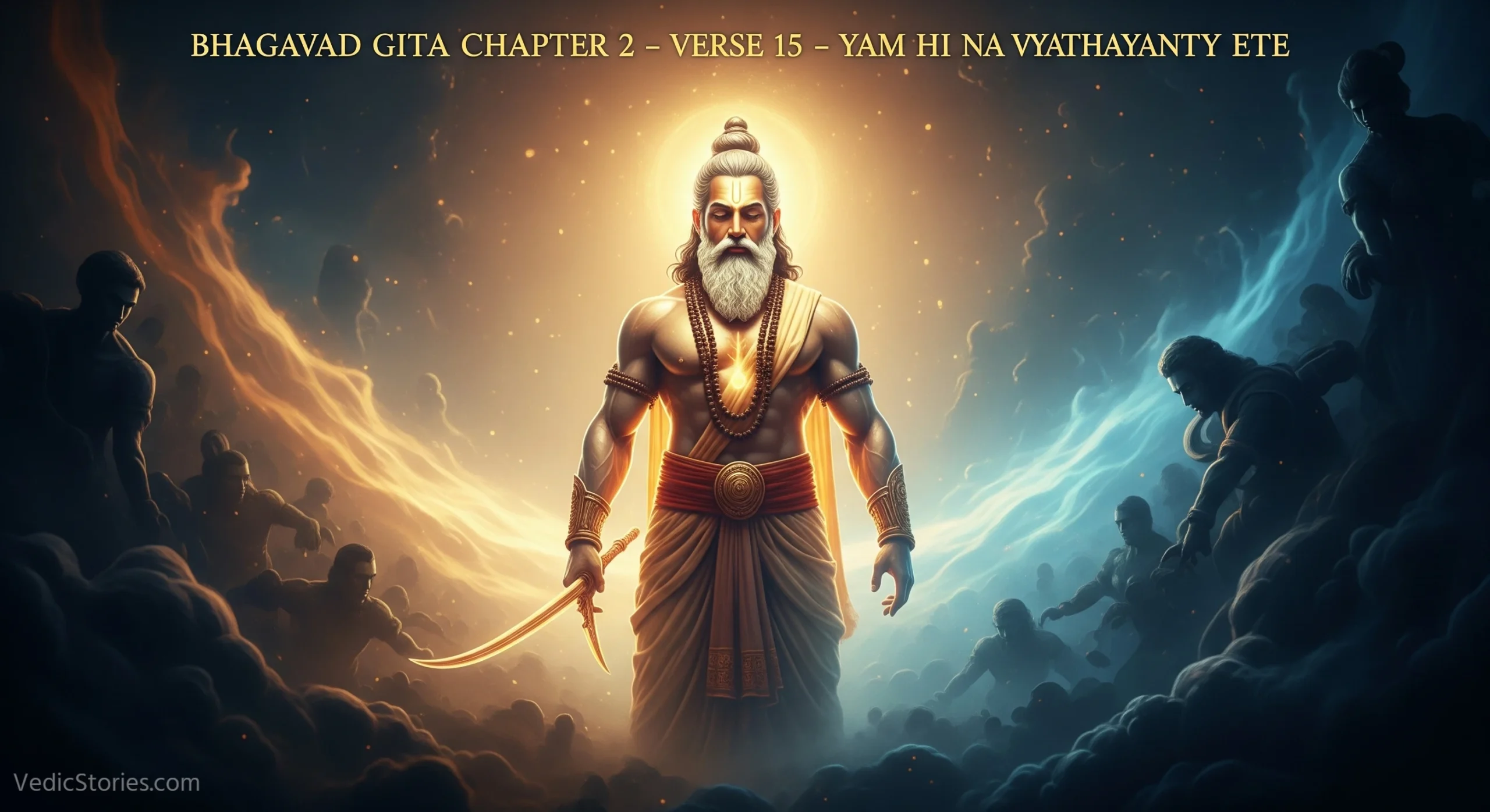 Bhagavad Gita Chapter 2 – Verse 15 – Yam Hi Na Vyathayanty Ete scaled Vedic Stories