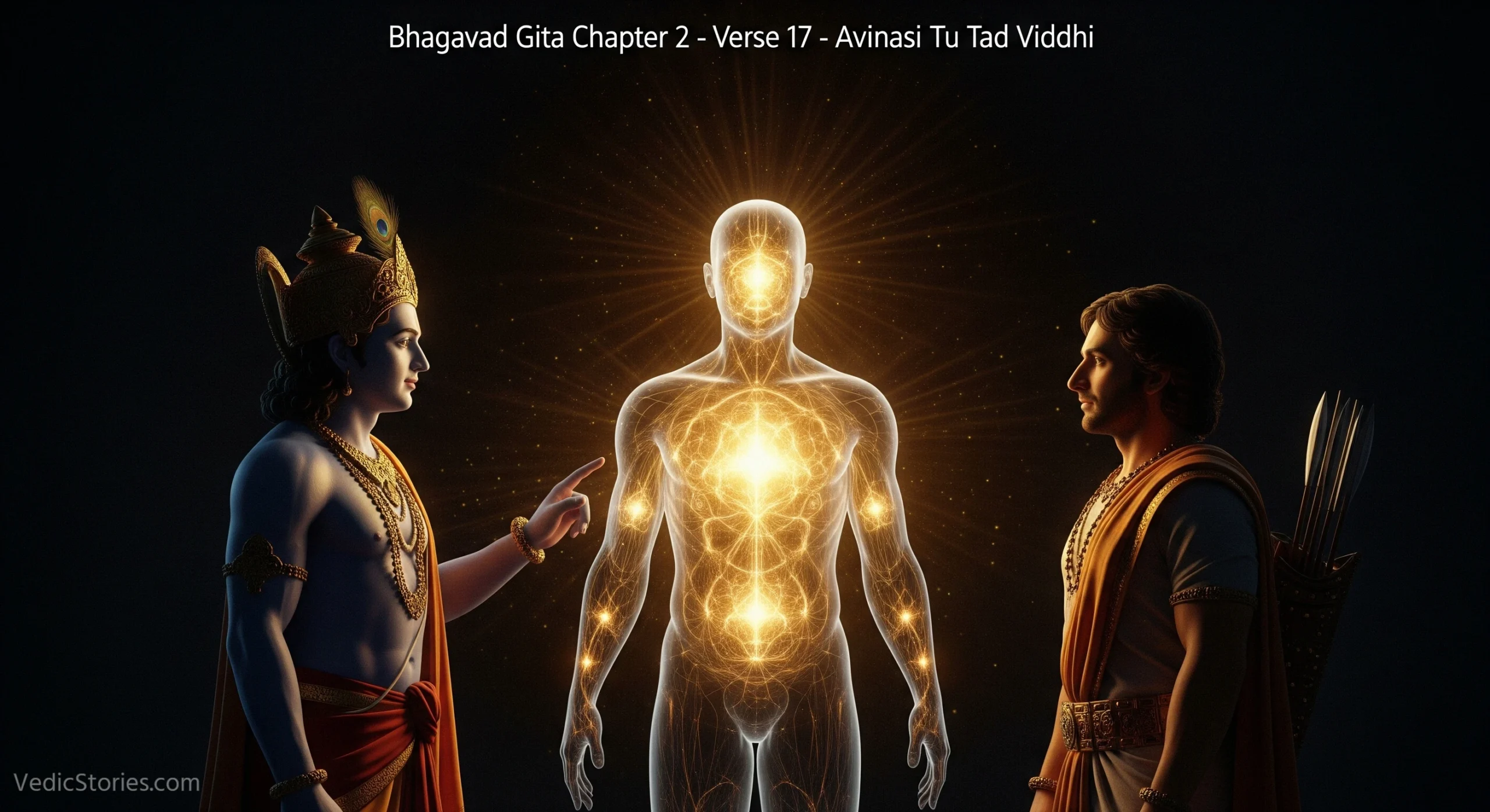 Bhagavad Gita Chapter 2 – Verse 17 – Avinasi Tu Tad Viddhi scaled Vedic Stories