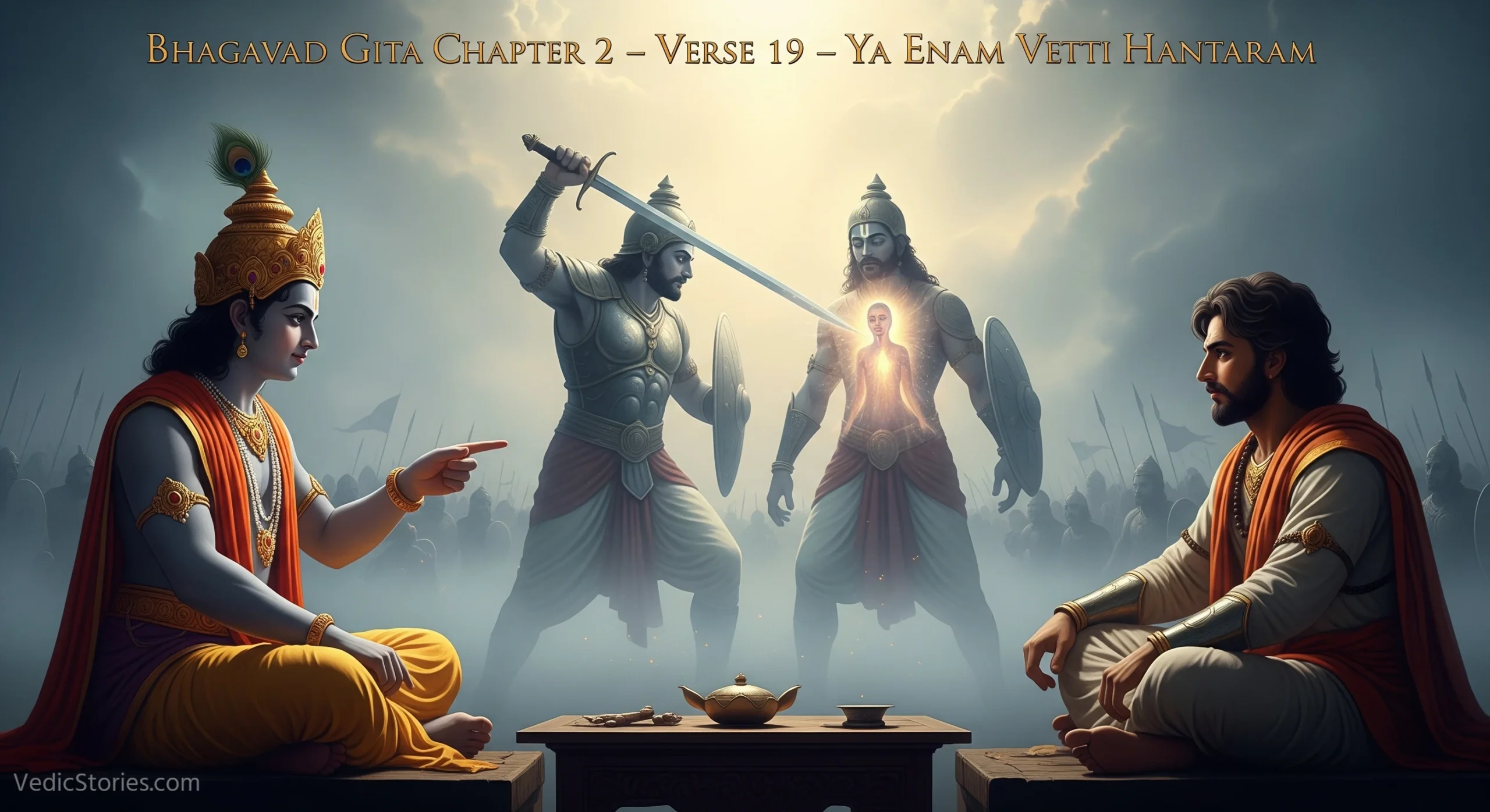 Bhagavad Gita Chapter 2 – Verse 19 – Ya Enam Vetti Hantaram scaled Vedic Stories