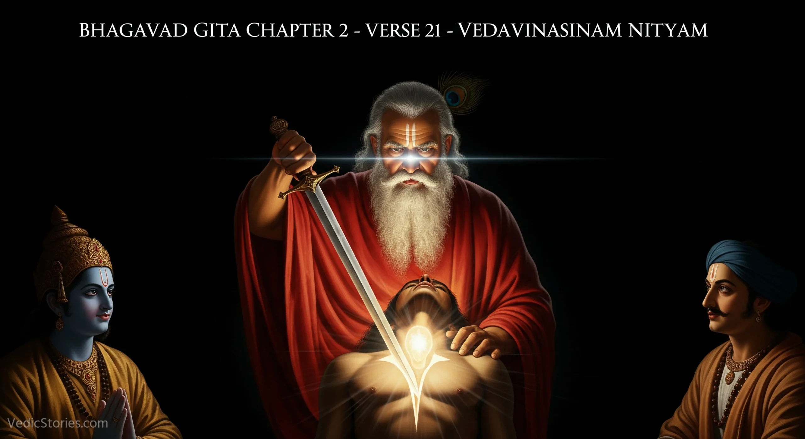 Bhagavad Gita Chapter 2 – Verse 21 – Vedavinasinam Nityam scaled Vedic Stories