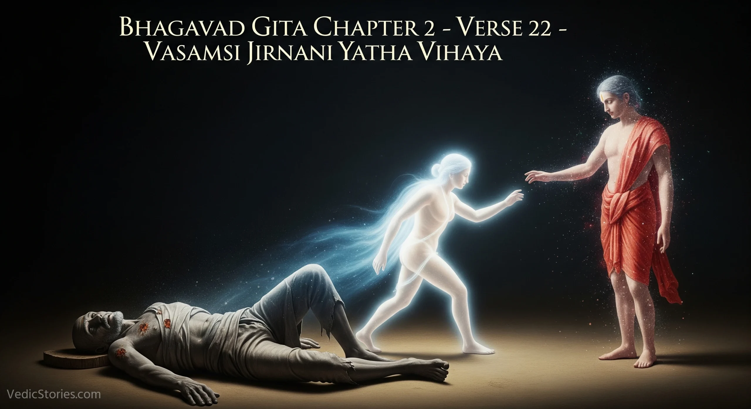 Bhagavad Gita Chapter 2 – Verse 22 – Vasamsi Jirnani Yatha Vihaya scaled Vedic Stories