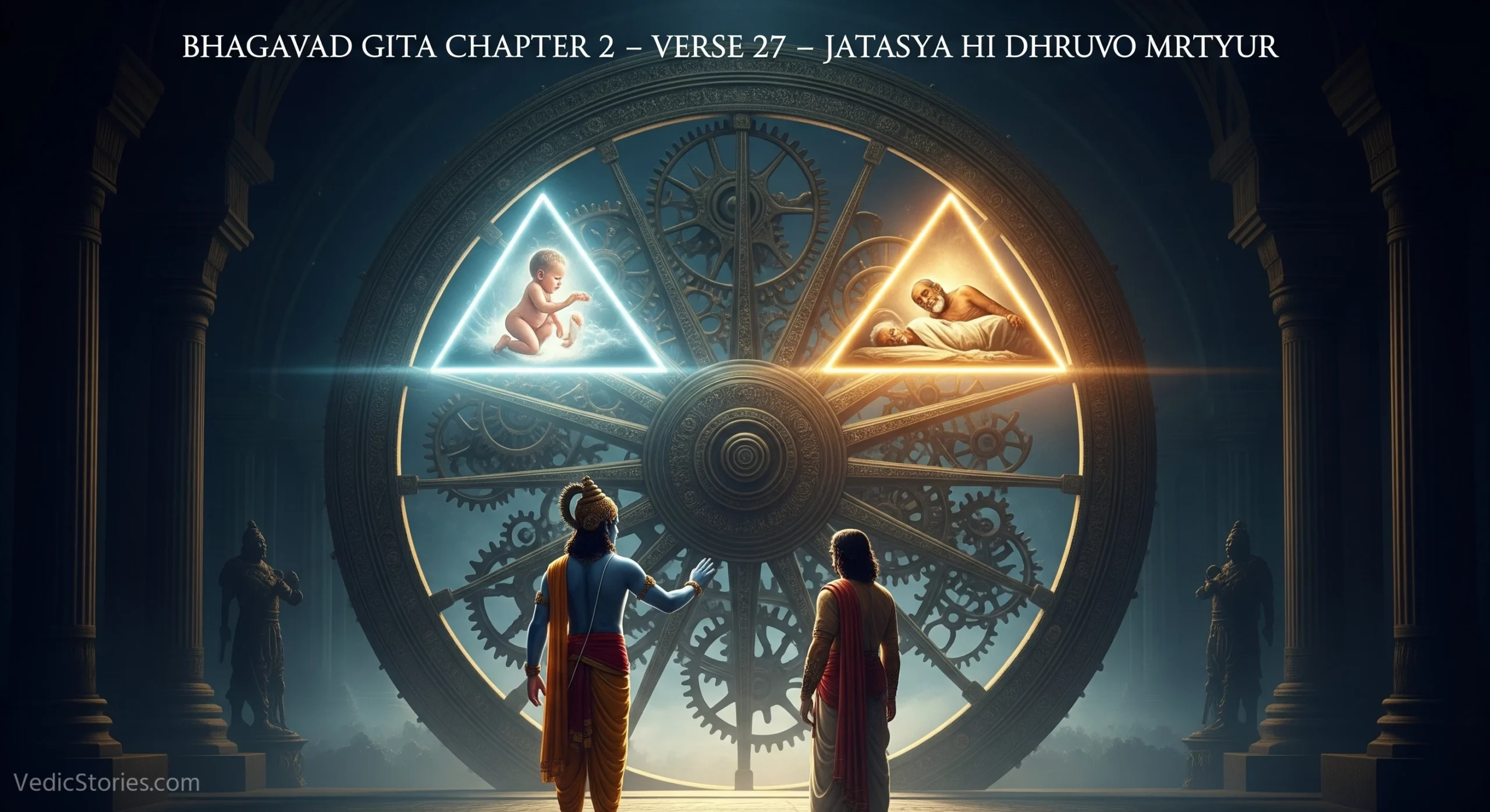Bhagavad Gita Chapter 2 – Verse 27 – Jatasya Hi Dhruvo Mrtyur scaled Vedic Stories