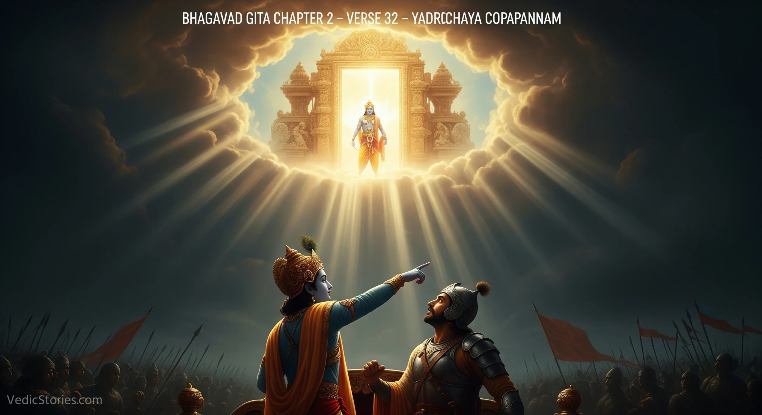 Bhagavad Gita Chapter 2 – Verse 32 – Yadrcchaya Copapannam scaled Vedic Stories