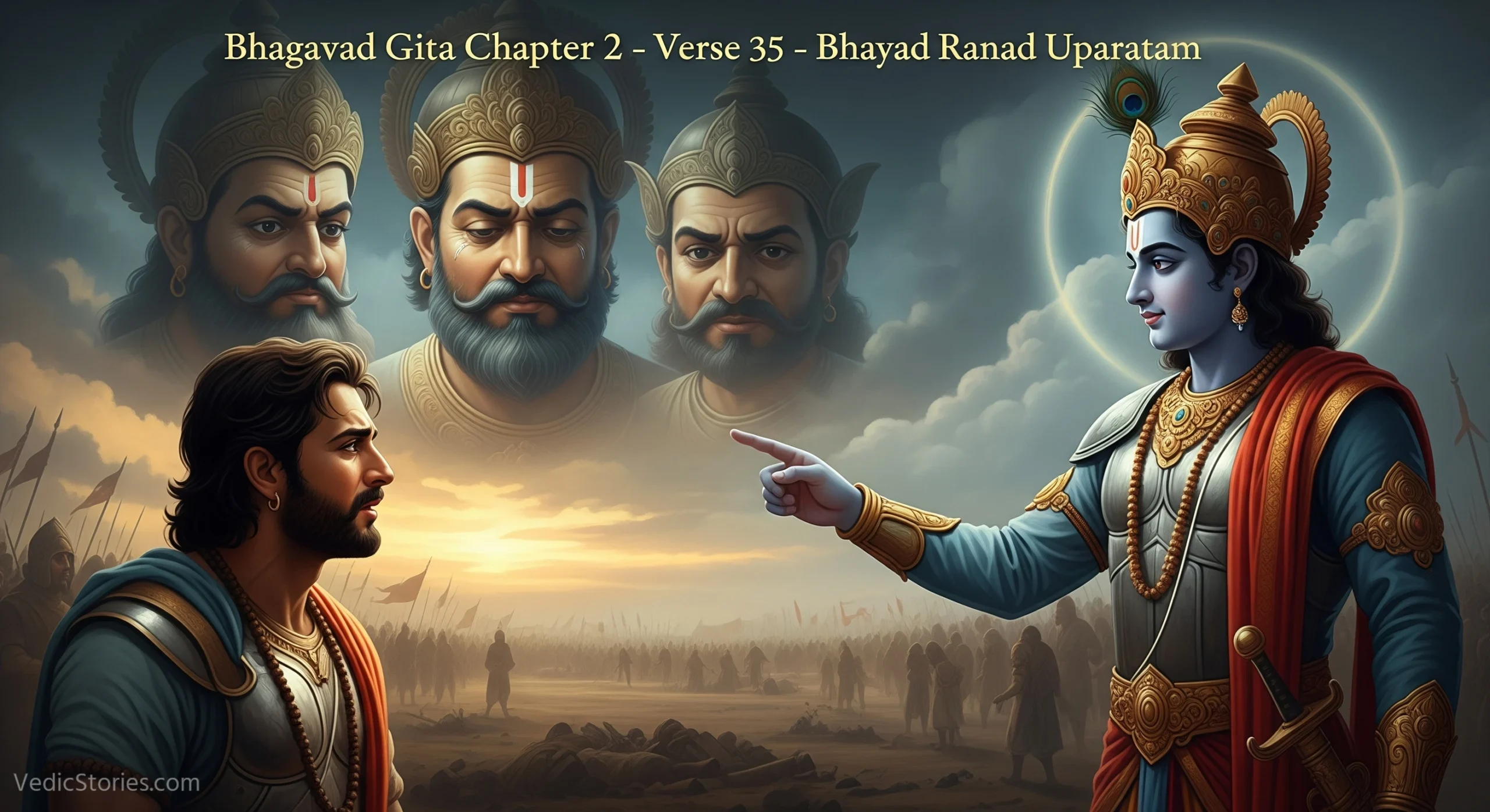 Bhagavad Gita Chapter 2 – Verse 35 – Bhayad Ranad Uparatam scaled Vedic Stories