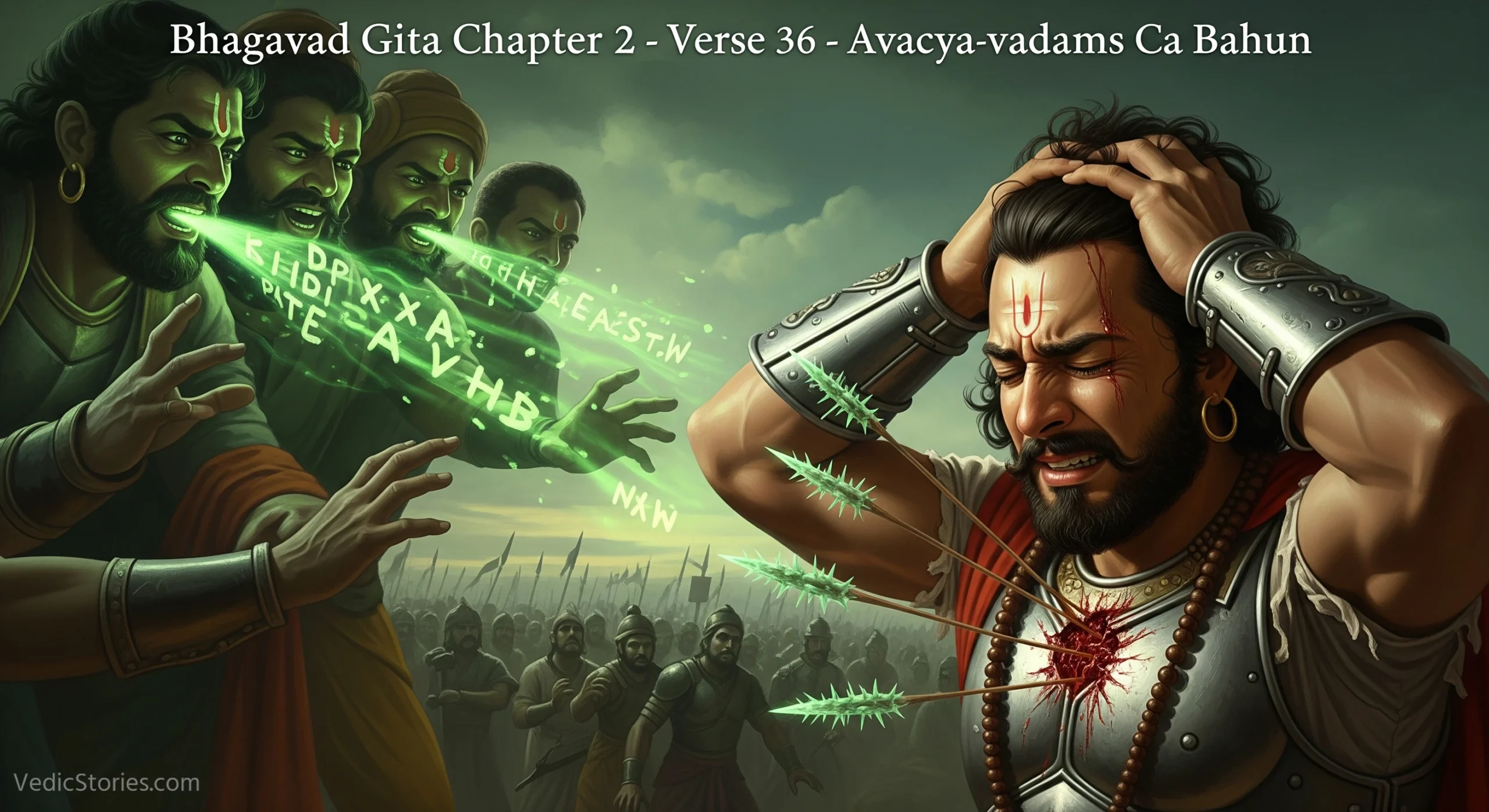 Bhagavad Gita Chapter 2 – Verse 36 – Avacya vadams Ca Bahun scaled Vedic Stories