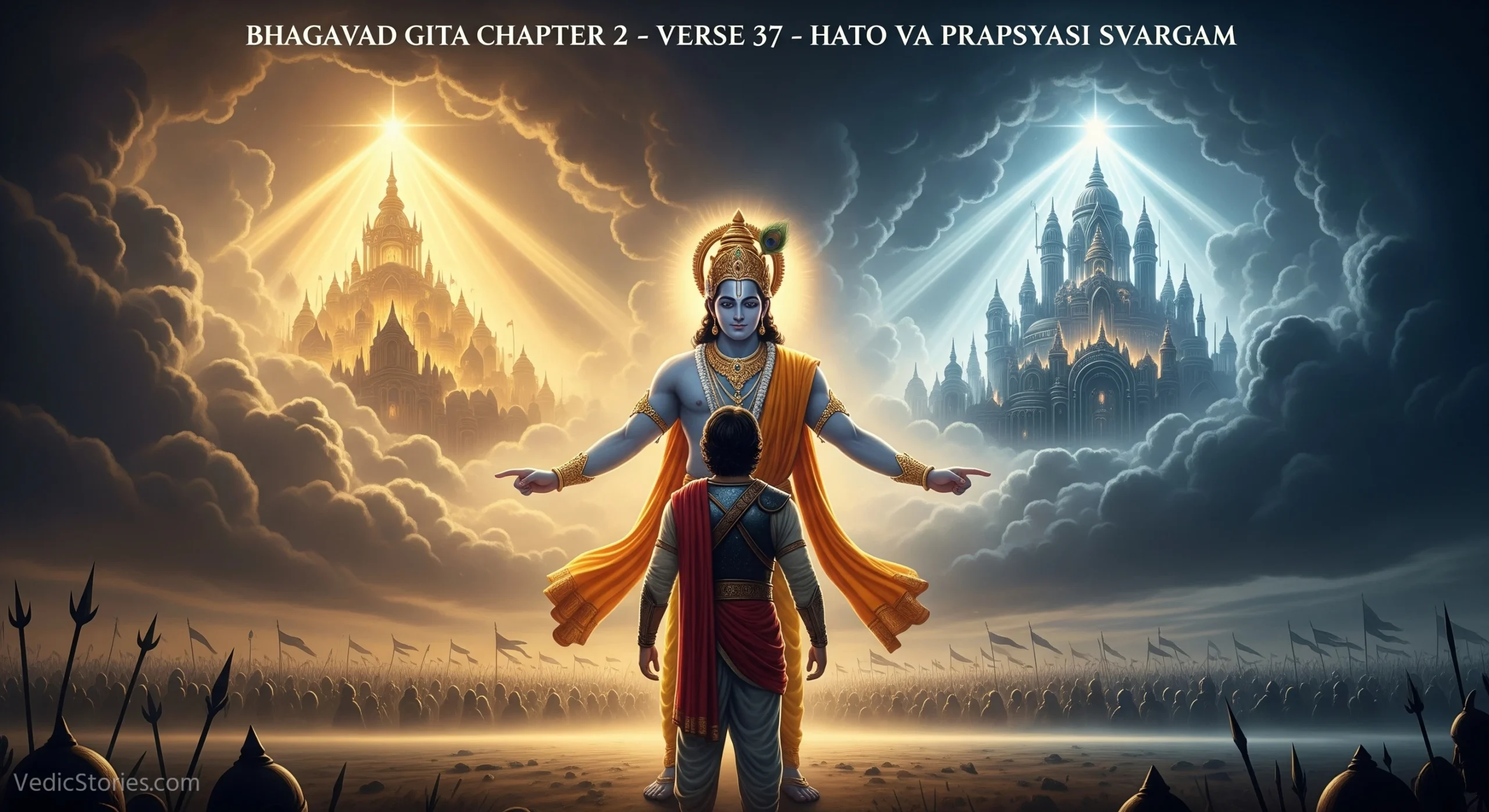 Bhagavad Gita Chapter 2 – Verse 37 – Hato Va Prapsyasi Svargam scaled Vedic Stories