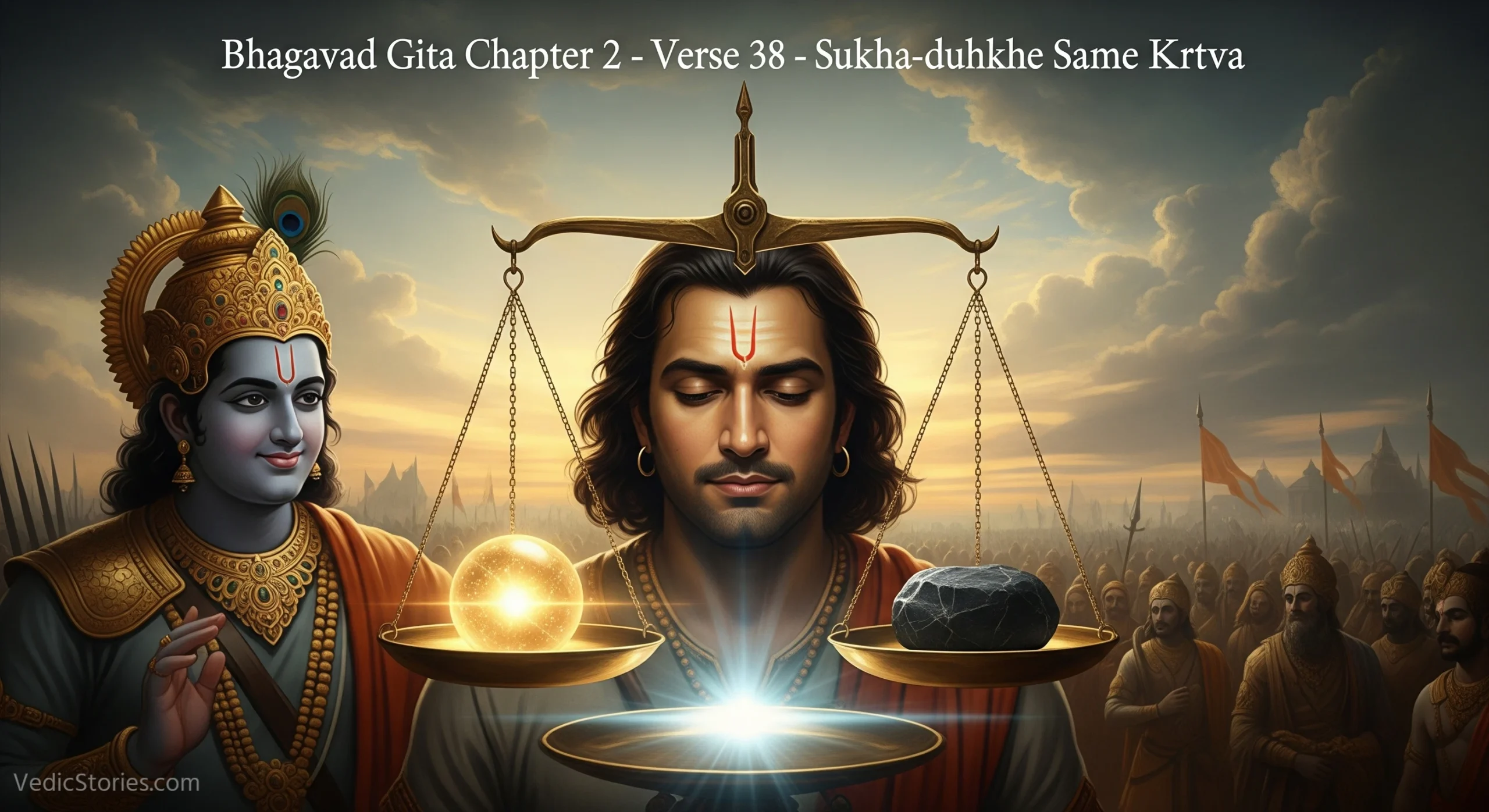 Bhagavad Gita Chapter 2 – Verse 38 – Sukha duhkhe Same Krtva scaled Vedic Stories