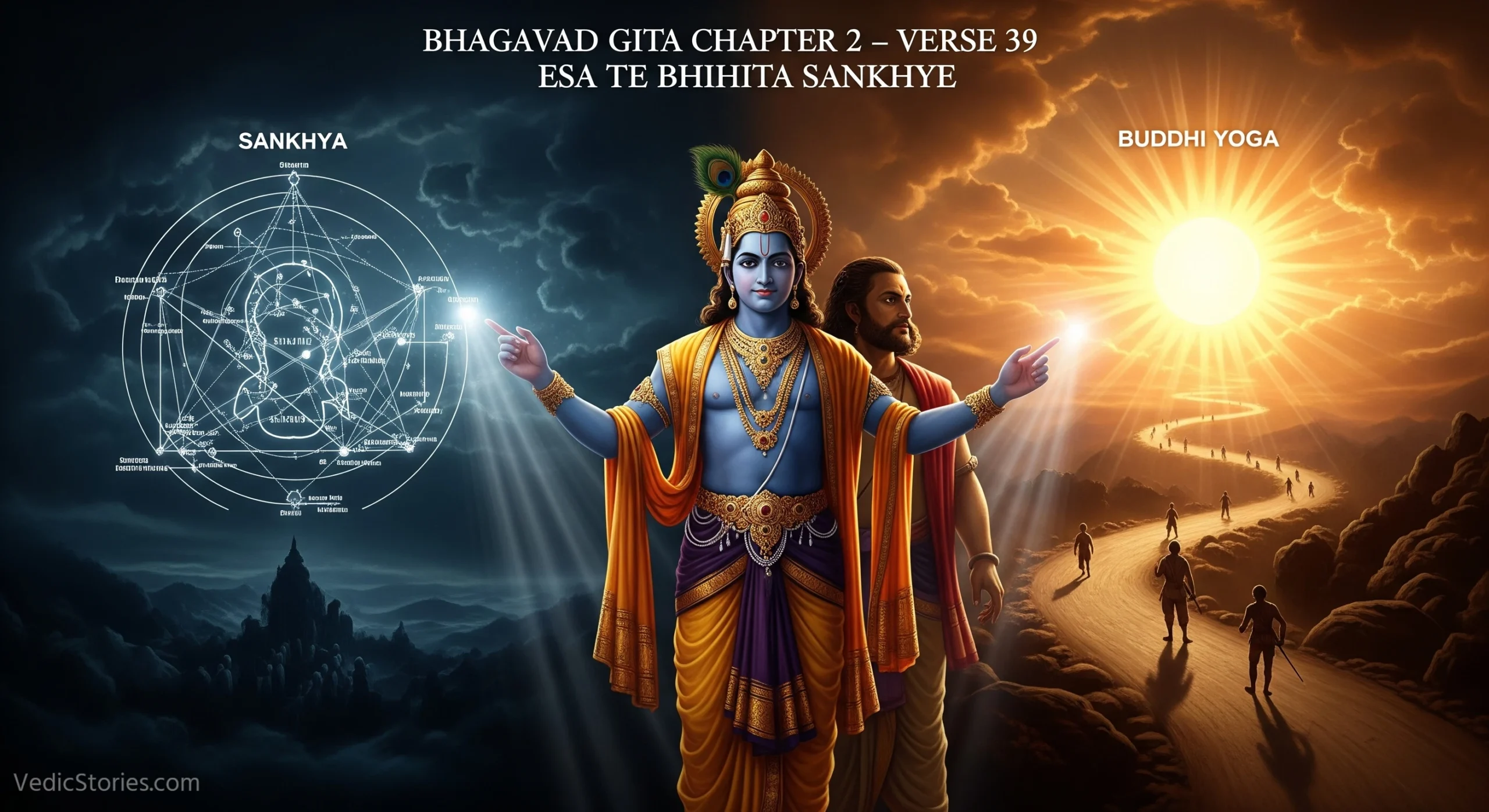 Bhagavad Gita Chapter 2 – Verse 39 – Esa Te Bhihita Sankhye scaled Vedic Stories