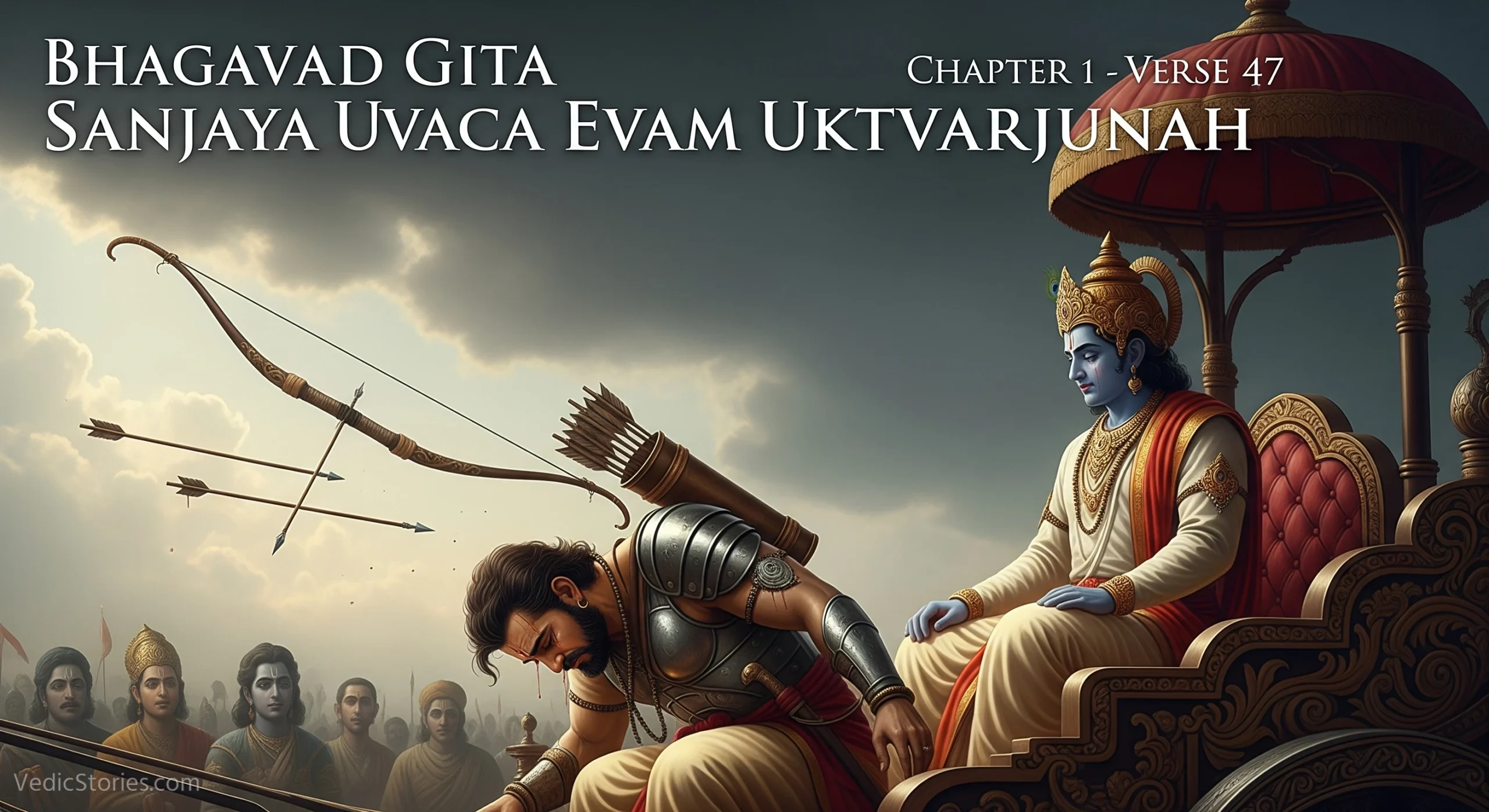 Sanjaya Uvaca Evam Uktvarjunah The Warriors Collapse scaled Vedic Stories
